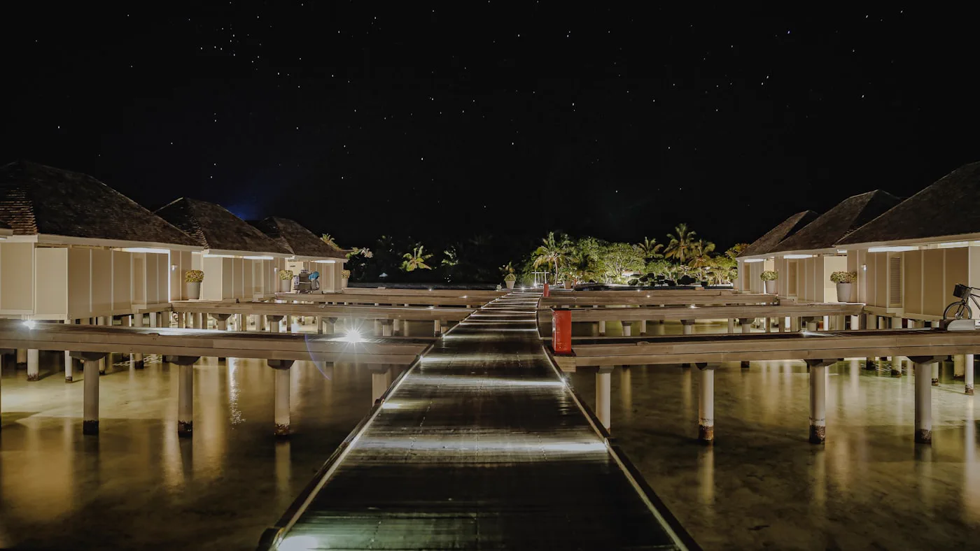 Overwater resort under the stars