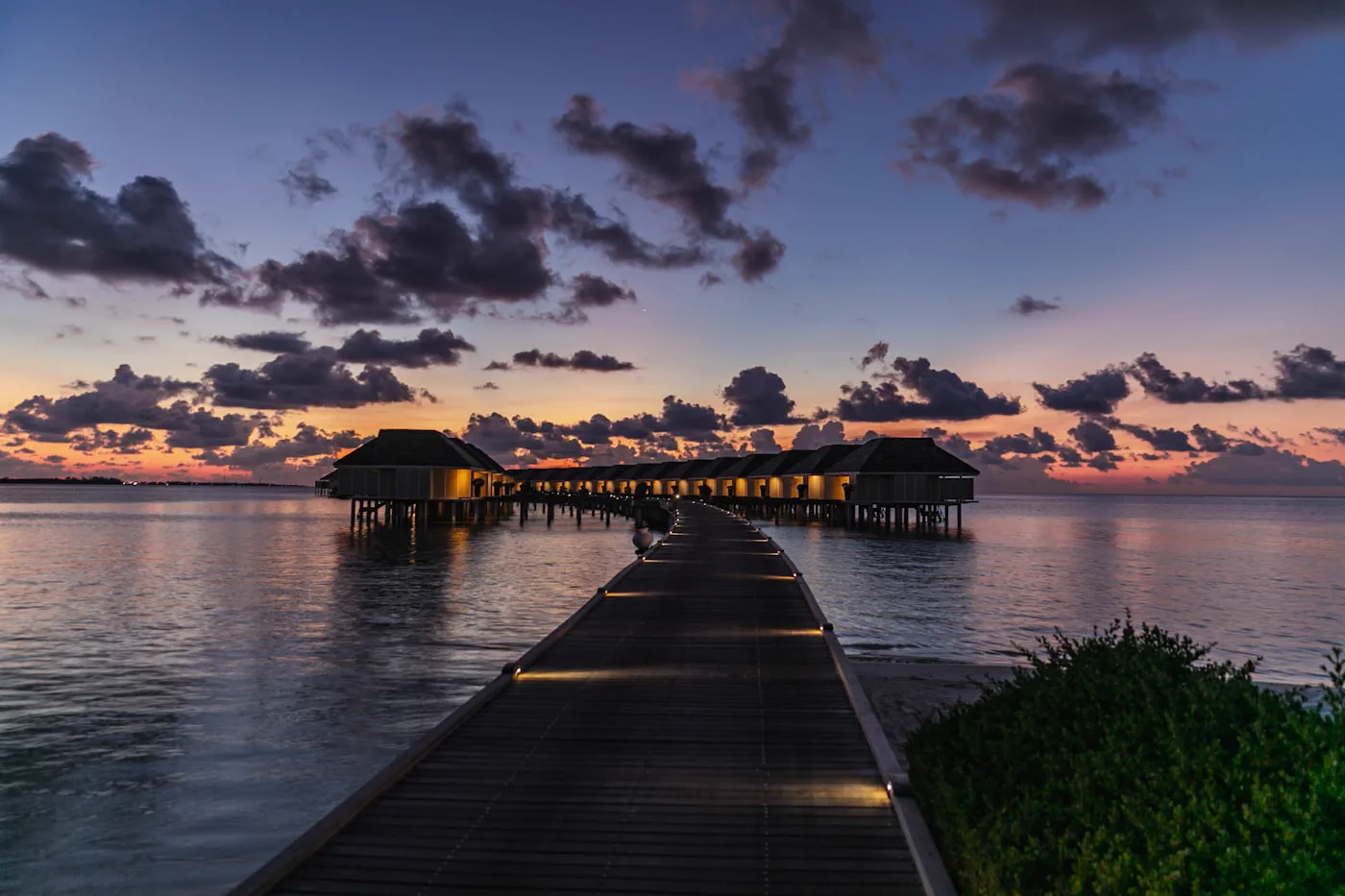 Private pier at dusk