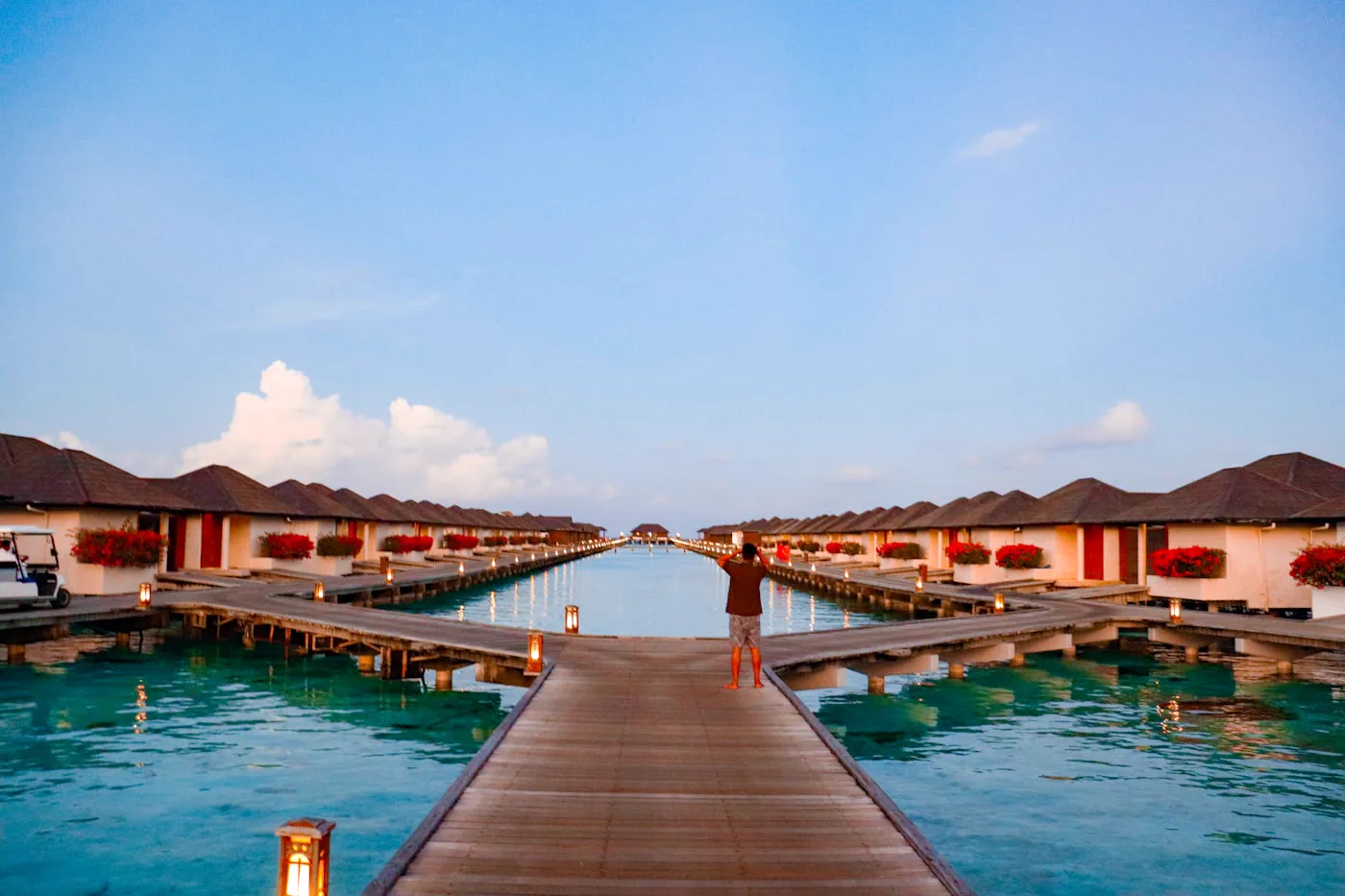 Overwater villas, turquoise sea
