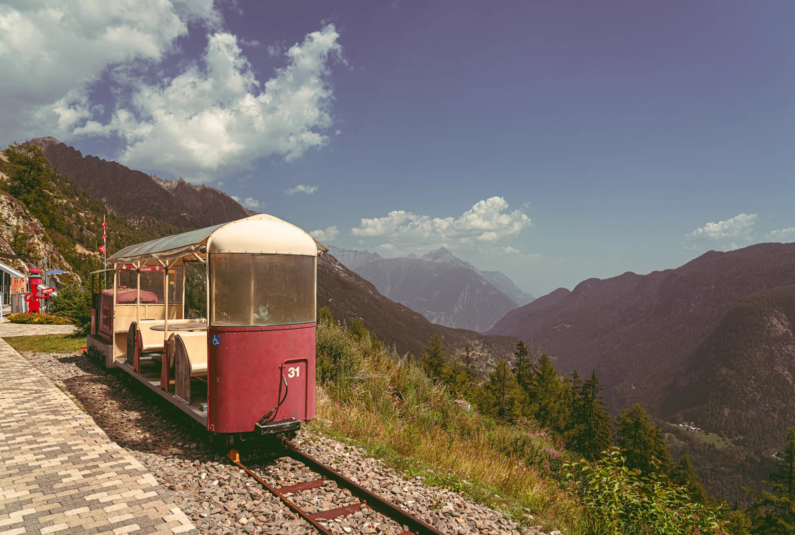 Mountain railway climbing through the peaks