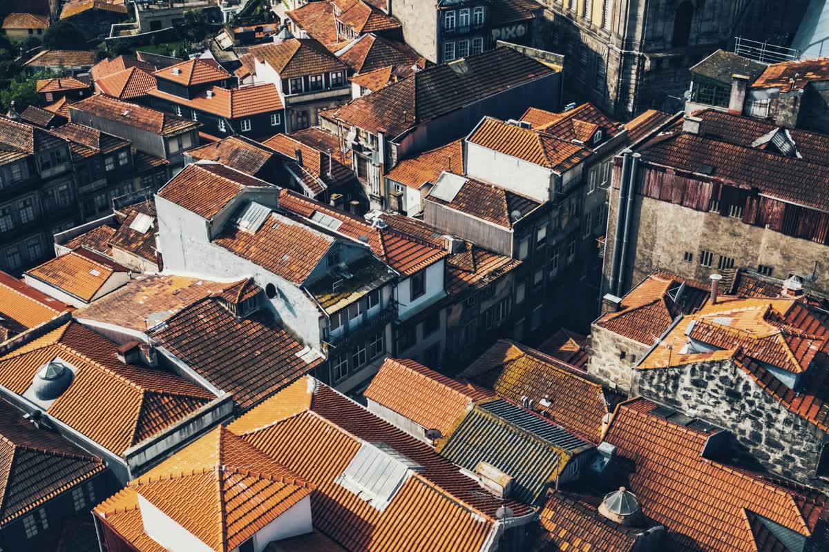 Rooftops of a historic European city